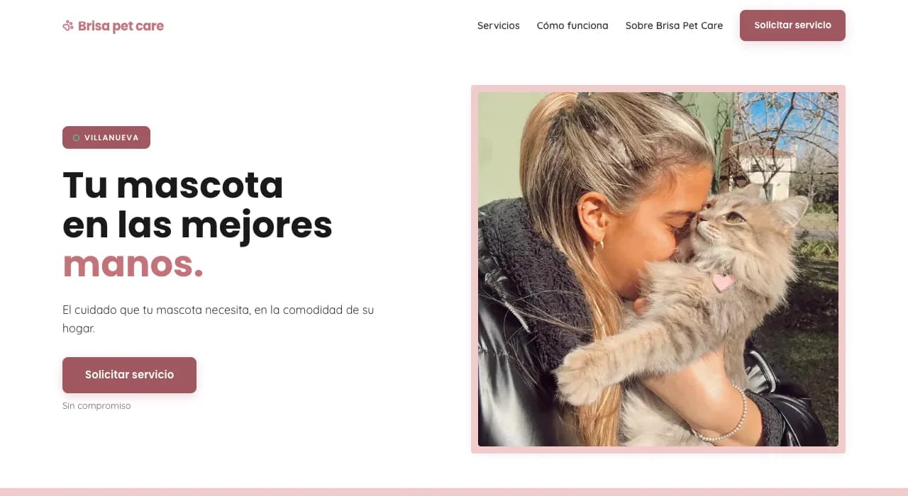 Plataforma de reservas de Brisa Pet Care