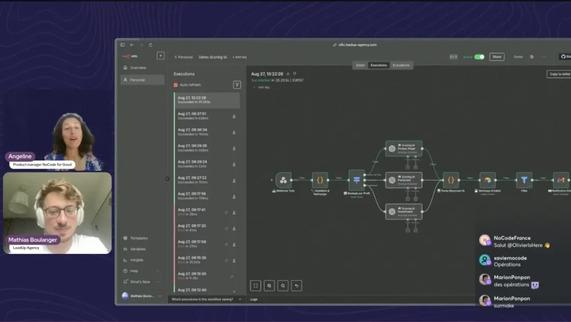 Sesión en vivo de No-code France sobre lead scoring con IA